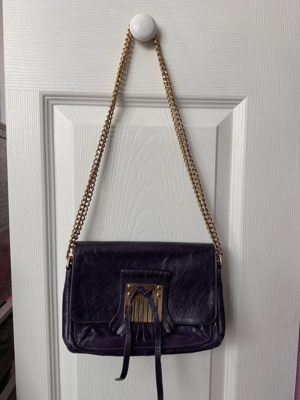 RED Valentino Purple Leather Bag with Gold Chain